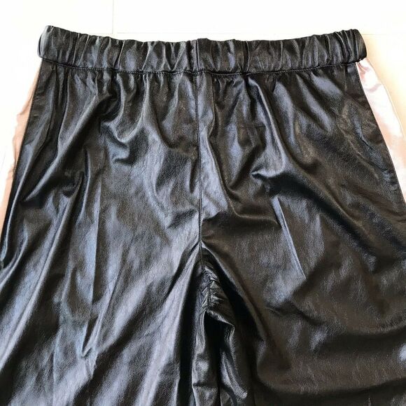 Bebe Vegan Leather High Waist Tuxedo Stripe Culottes Pants - Picture 10 of 12